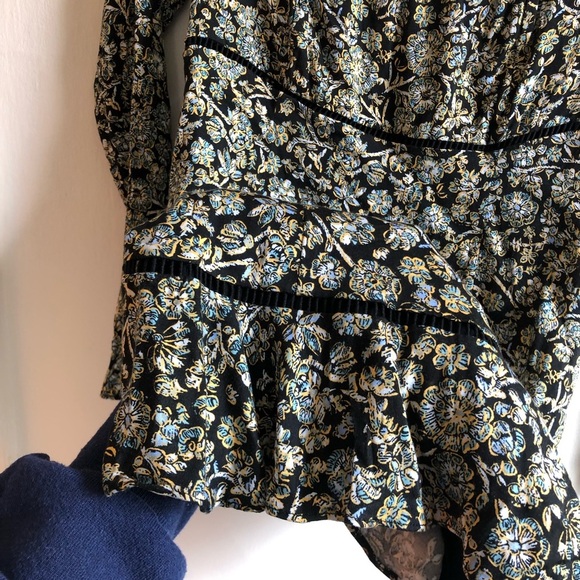 NWT Free People Boheme Black Floral Square Neckline Mini Dress - Picture 7 of 14